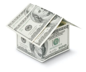 Paper house made with US currency bills