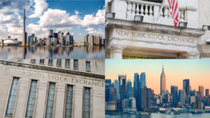 Toronto city, TSE, NY city, NYSE