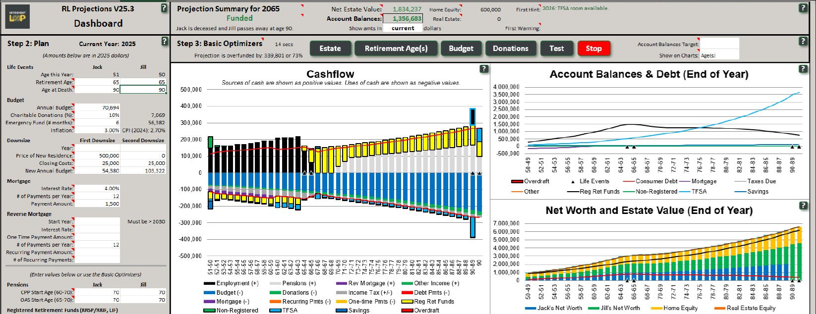 Retirement Loop Projections Sheet Example.