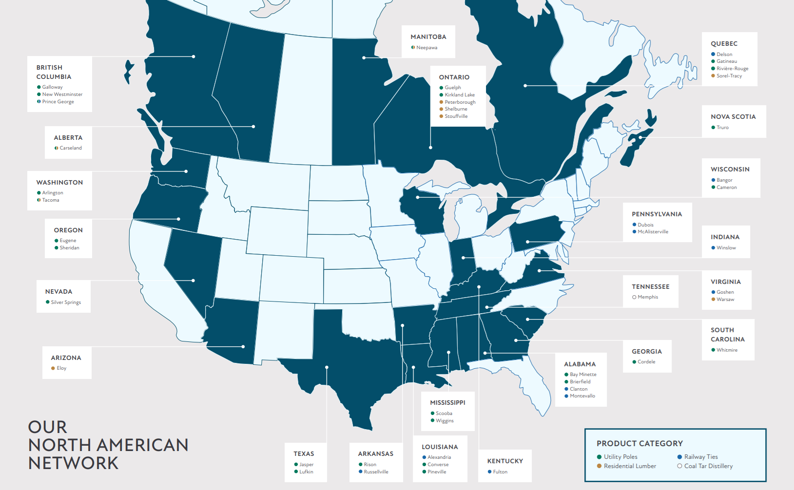 Stella-Jones (SJ.TO) Nort American Network from its Annual Report of 2024.