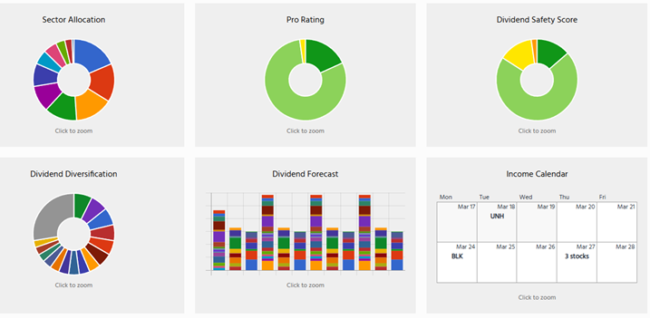 The DSR PRO dashboard will tell you if your portfolios make sense once combined. (Mock portfolio example)