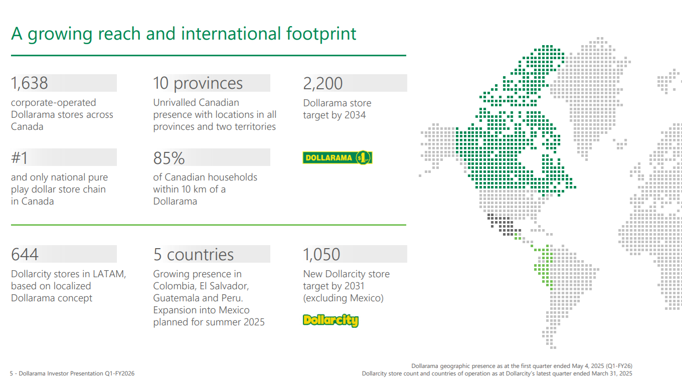 Dollarama geographic presence as at the first quarter ended May 4, 2025 (Q1-FY26).